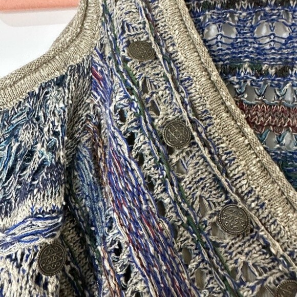 Cecilia Prado Crochet Lace Cold Shoulder V Neck Metallic Maxi dress - Picture 7 of 11